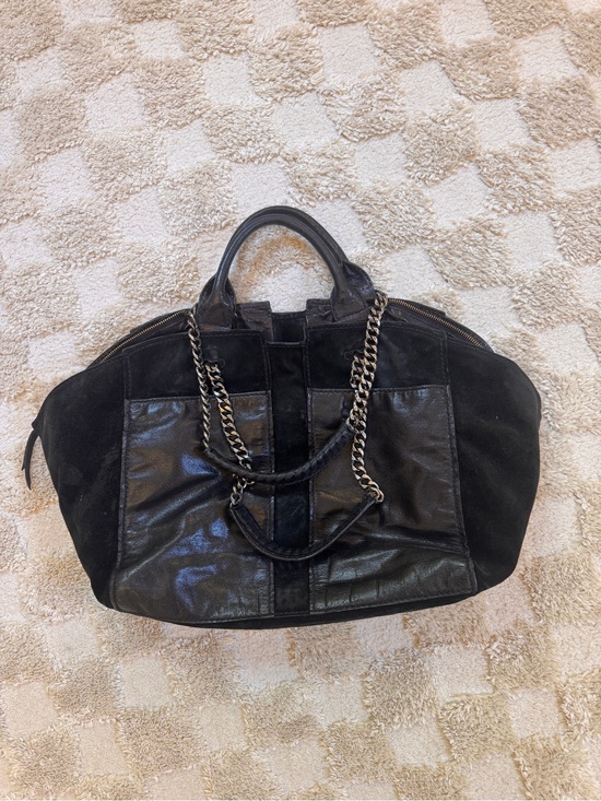 Ramy Brook Handbags - Ramy Brook Black Leather & Suede Chain Tote Shoulder Bag